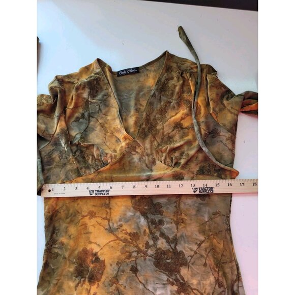 Vtg Y2K Babydoll Velvet Burnout Top S Romantic Whimsigoth Fairy Indie Artsy - Picture 10 of 15